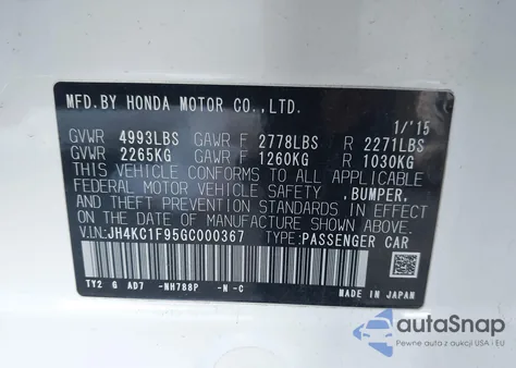 2016 Acura Rlx Advance Package from USA, damaged, VIN JH4KC1F95GC000367